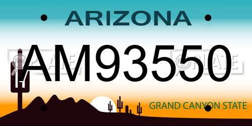 AM93550 Arizona License Plate