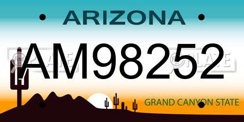 AM98252 Arizona License Plate