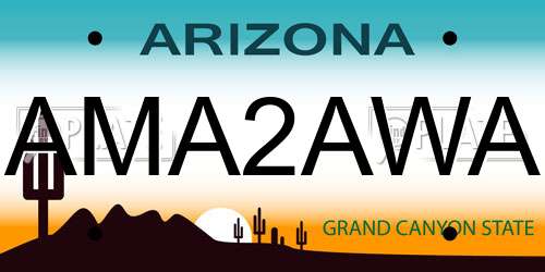 AMA2AWA Arizona License Plate