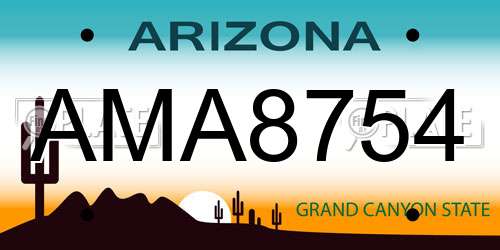 AMA8754 Arizona License Plate