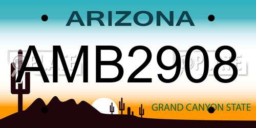 AMB2908 Arizona License Plate