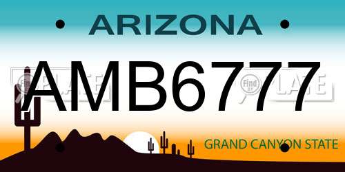 AMB6777 Arizona License Plate