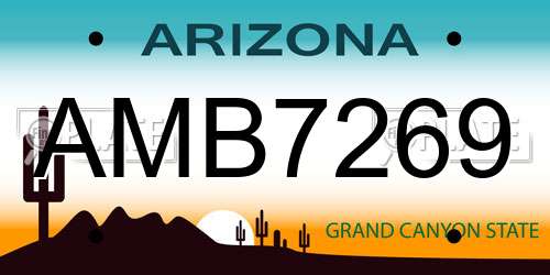 AMB7269 Arizona License Plate