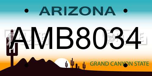 AMB8034 Arizona License Plate