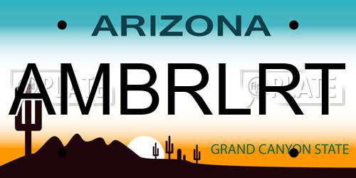 AMBRLRT Arizona License Plate