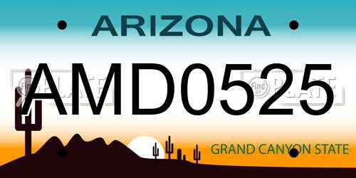 AMD0525 Arizona License Plate