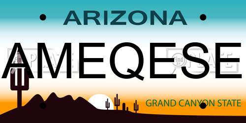AMEQESE Arizona License Plate