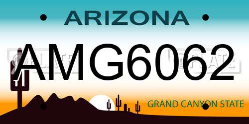 AMG6062 Arizona License Plate