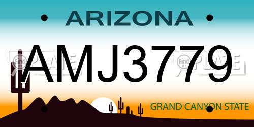 AMJ3779 Arizona License Plate