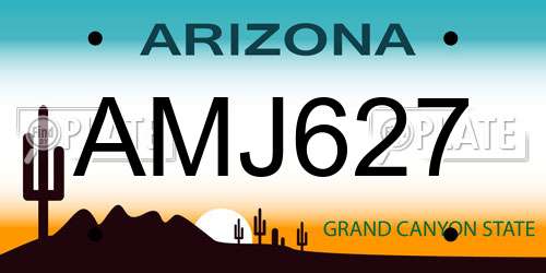 AMJ627 Arizona License Plate