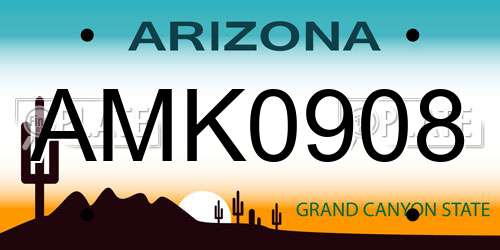 AMK0908 Arizona License Plate