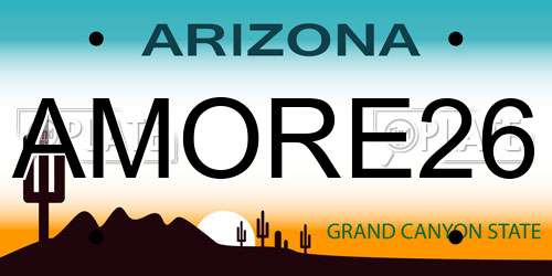 AMORE26 Arizona License Plate