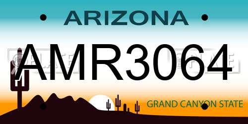 AMR3064 Arizona License Plate