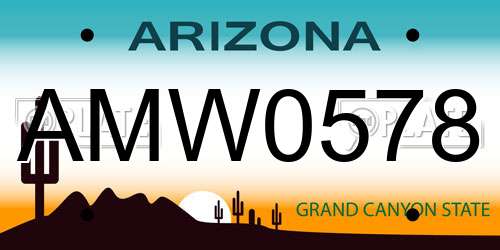 AMW0578 Arizona License Plate