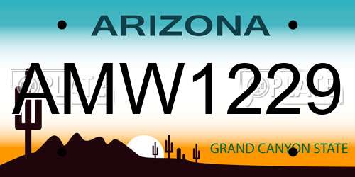 AMW1229 Arizona License Plate