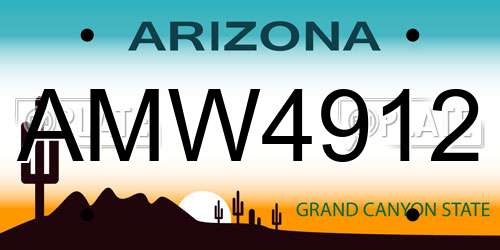 AMW4912 Arizona License Plate