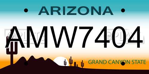 AMW7404 Arizona License Plate