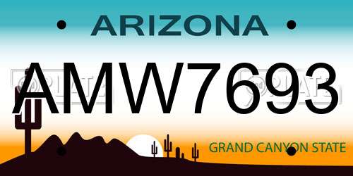 AMW7693 Arizona License Plate