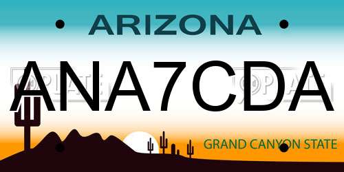 ANA7CDA Arizona License Plate