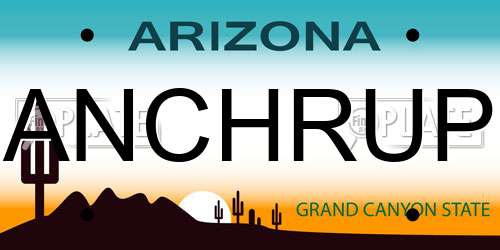 ANCHRUP Arizona License Plate