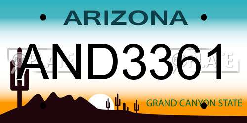 AND3361 Arizona License Plate