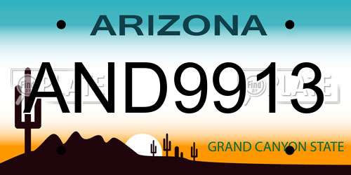 AND9913 Arizona License Plate