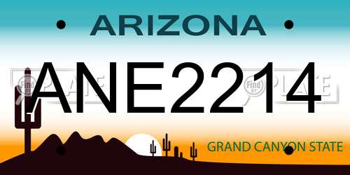 ANE2214 Arizona License Plate