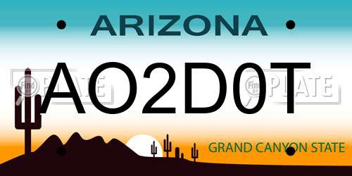 AO2D0T Arizona License Plate