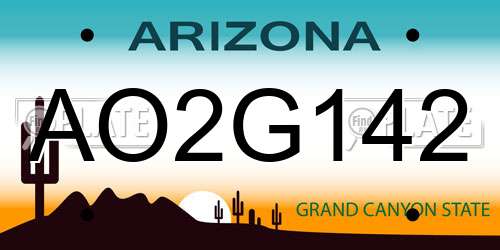 AO2G142 Arizona License Plate