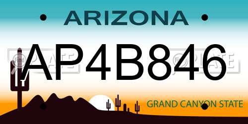 AP4B846 Arizona License Plate