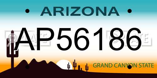 AP56186 Arizona License Plate