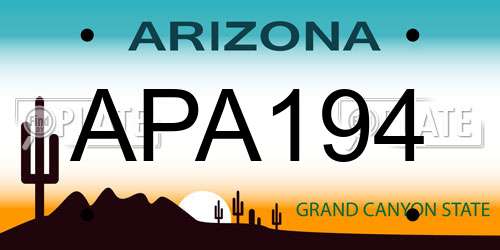 APA194 Arizona License Plate