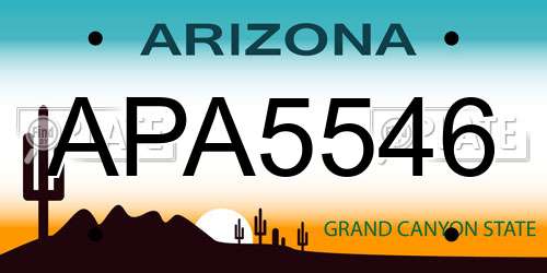 APA5546 Arizona License Plate
