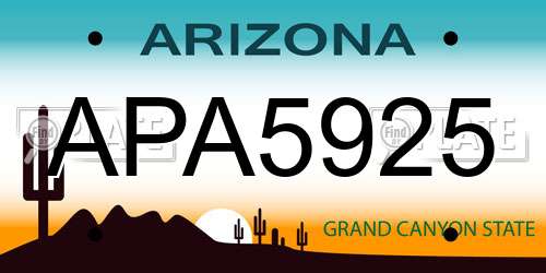 APA5925 Arizona License Plate