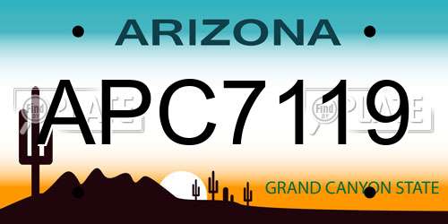 APC7119 Arizona License Plate