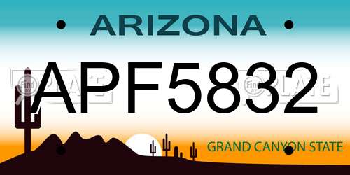 APF5832 Arizona License Plate