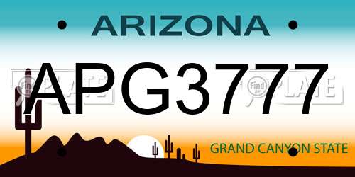 APG3777 Arizona License Plate