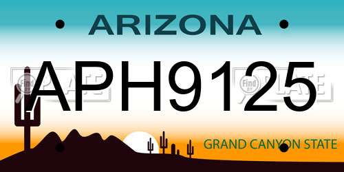 APH9125 Arizona License Plate