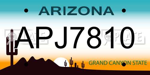 APJ7810 Arizona License Plate