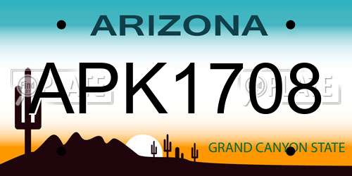 APK1708 Arizona License Plate