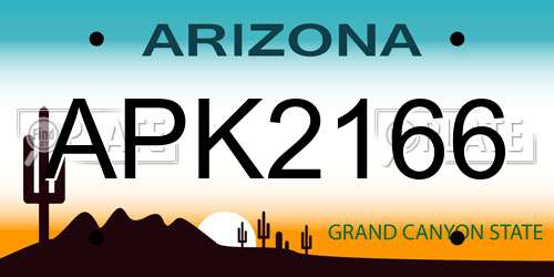 APK2166 Arizona License Plate