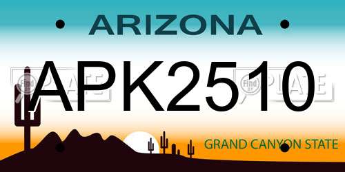 APK2510 Arizona License Plate