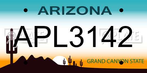 APL3142 Arizona License Plate