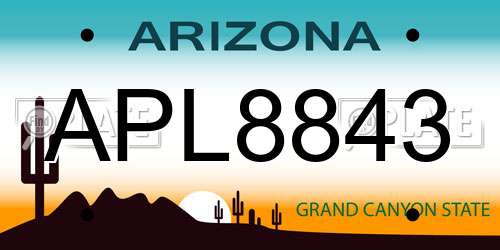 APL8843 Arizona License Plate