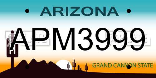 APM3999 Arizona License Plate