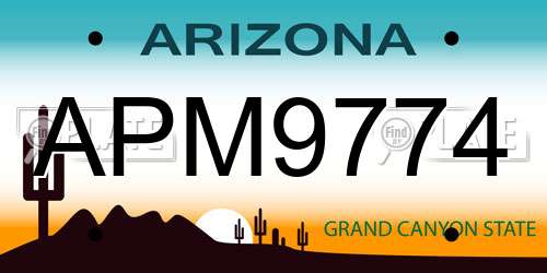 APM9774 Arizona License Plate