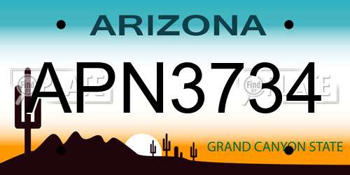 APN3734 Arizona License Plate