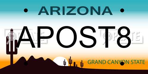 APOST8 Arizona License Plate