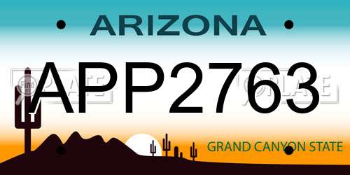 APP2763 Arizona License Plate