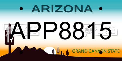 APP8815 Arizona License Plate